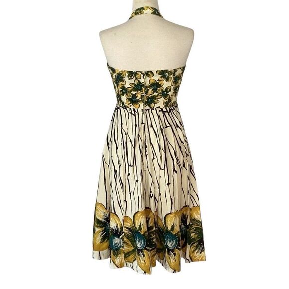 Girl From Savoy Anthropologie Dress Women’s 4 Burgeoning Hypericum Retro Halter - Picture 3 of 12